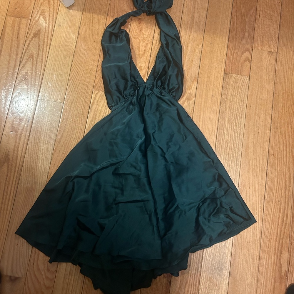 Green halter dress